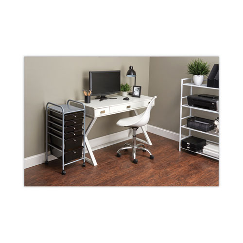 Picture of Portable Drawer Organizer, Metal, 1 Shelf, 6 Drawers, 13" x 15.38" x 32.13", Matte Gray/Smoke