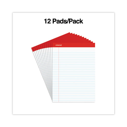 Picture of Perforated Ruled Writing Pads, Wide/Legal Rule, Red Headband, 50 White 8.5 x 11.75 Sheets, Dozen