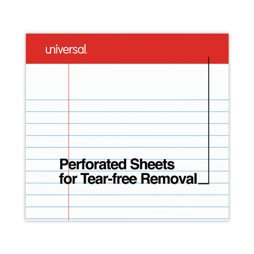 Picture of Perforated Ruled Writing Pads, Wide/Legal Rule, Red Headband, 50 White 8.5 x 14 Sheets, Dozen