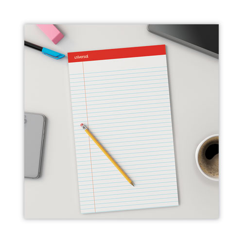 Picture of Perforated Ruled Writing Pads, Wide/Legal Rule, Red Headband, 50 White 8.5 x 14 Sheets, Dozen