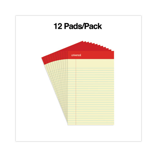 Picture of Perforated Ruled Writing Pads, Narrow Rule, Red Headband, 50 Canary-Yellow 5 x 8 Sheets, Dozen