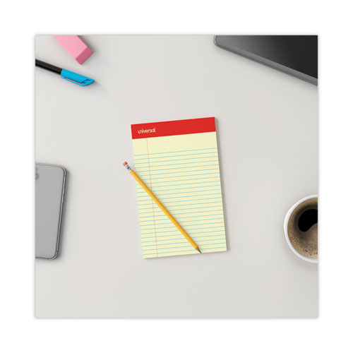 Picture of Perforated Ruled Writing Pads, Narrow Rule, Red Headband, 50 Canary-Yellow 5 x 8 Sheets, Dozen