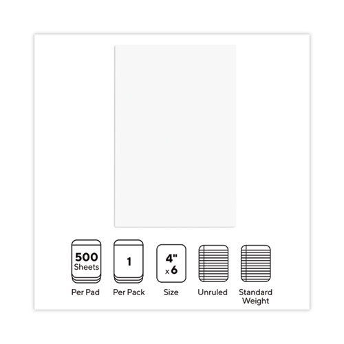 Picture of Loose White Memo Sheets, 4 x 6, Unruled, Plain White, 500/Pack