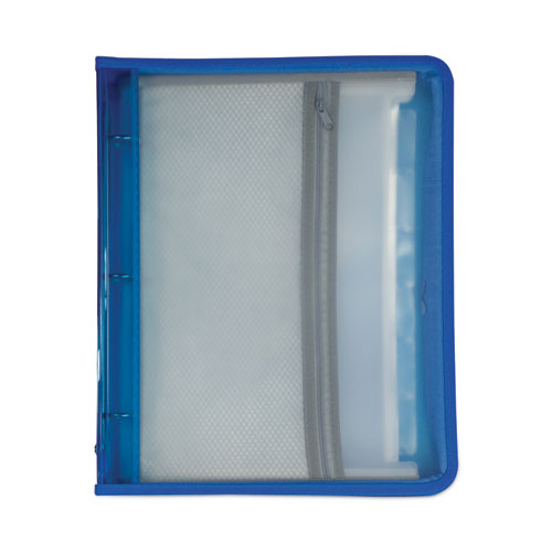 Picture of Zippered Binder with Expanding File, 2" Expansion, 7 Sections, Zipper Closure, 1/6-Cut Tabs, Letter Size, Bright Blue