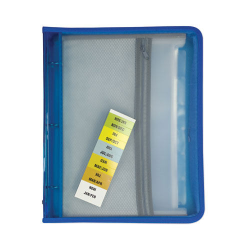 Picture of Zippered Binder with Expanding File, 2" Expansion, 7 Sections, Zipper Closure, 1/6-Cut Tabs, Letter Size, Bright Blue