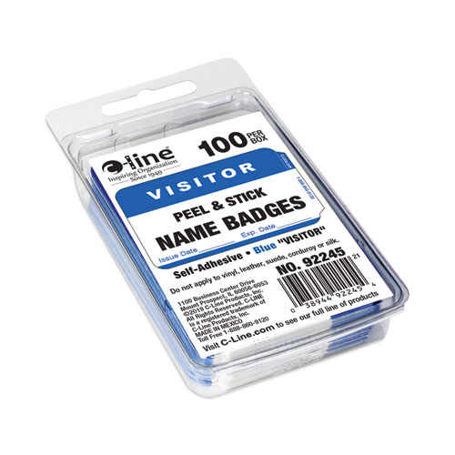 Picture of Self-Adhesive Name Badges, Hello My Name Is, Blue, 3.5 x 2.25, 100/BX