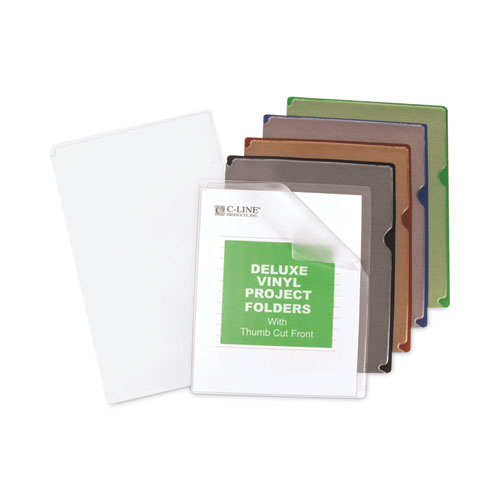 Picture of Deluxe Vinyl Project Folders, Letter Size, Assorted Colors, 35/Box