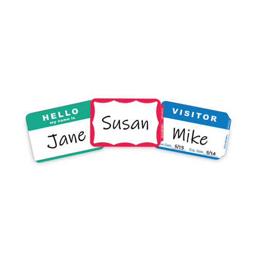 Picture of Self-Adhesive Name Badges, Hello My Name Is, Blue, 3.5 x 2.25, 100/BX