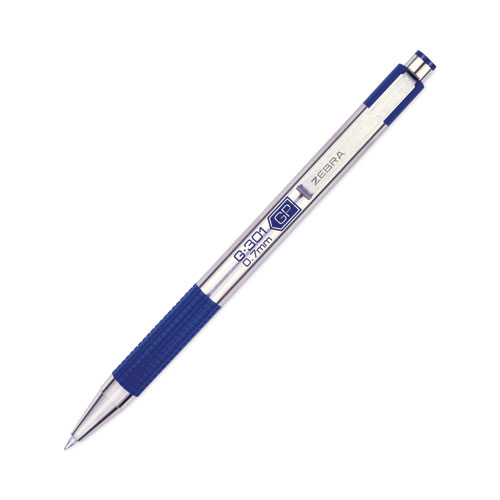 Picture of G-301 Gel Pen, Retractable, Medium 0.7 mm, Blue Ink, Stainless Steel/Blue Barrel, 2/Pack