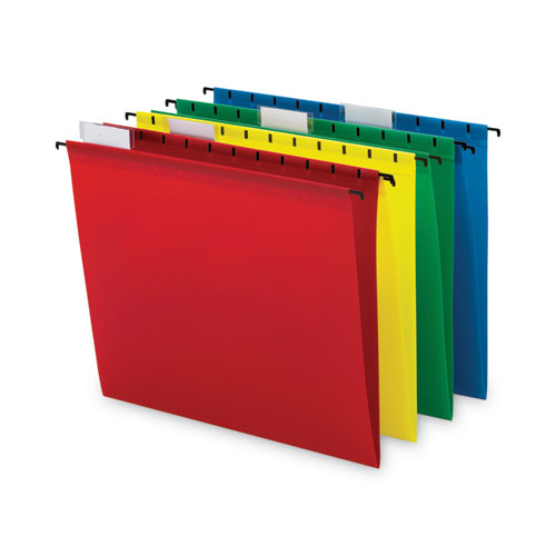 Picture of Poly Hanging Folders, Letter Size, 1/5-Cut Tabs, Assorted Colors, 12/Pack