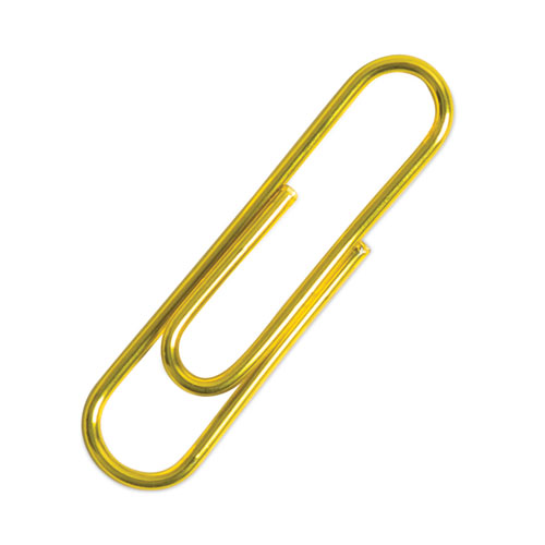 Picture of Paper Clips, Medium, Vinyl-Coated, Gold, 200 Clips/Box, 5 Boxes/Pack