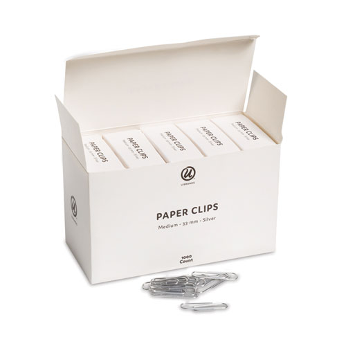 Picture of Paper Clips, Medium, Vinyl-Coated, Silver, 200 Clips/Box, 5 Boxes/Pack