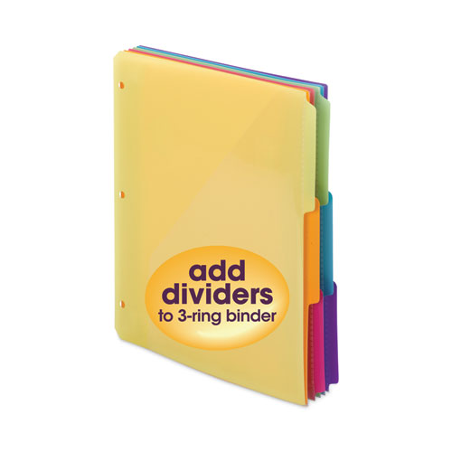 Picture of Three-Ring Binder Poly Index Dividers with Pocket, 9.75 x 11.25, Assorted Colors, 30/Box