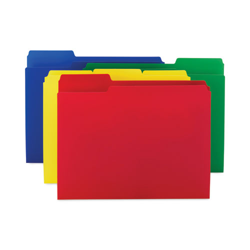 Picture of Top Tab Poly Colored File Folders, 1/3-Cut Tabs: Assorted, Letter Size, 0.75" Expansion, Assorted Colors,12/Pack