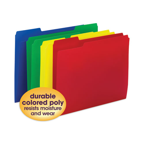 Picture of Top Tab Poly Colored File Folders, 1/3-Cut Tabs: Assorted, Letter Size, 0.75" Expansion, Assorted Colors,12/Pack