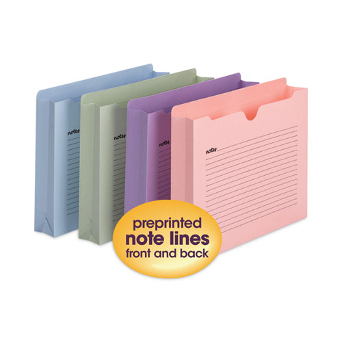 Picture of Notes File Jackets, Straight Tab, 2" Expansion, Letter Size, Assorted Colors, 12/Pack