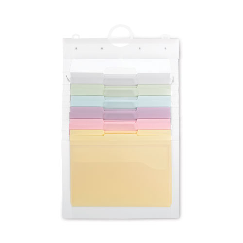 Picture of Cascading Wall Organizer, 6 Sections, Letter Size, 14.25" x 24.25", Blue, Clear, Gray, Green, Orange, Pink, Purple