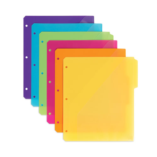 Picture of Three-Ring Binder Poly Index Dividers with Pocket, 9.75 x 11.25, Assorted Colors, 30/Box