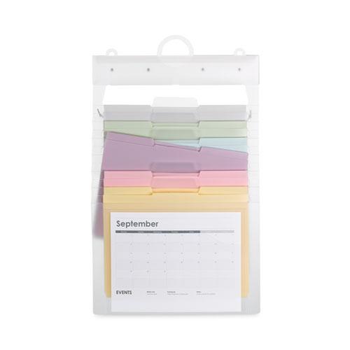 Picture of Cascading Wall Organizer, 6 Sections, Letter Size, 14.25" x 24.25", Blue, Clear, Gray, Green, Orange, Pink, Purple