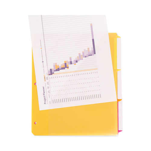 Picture of Three-Ring Binder Poly Index Dividers with Pocket, 9.75 x 11.25, Assorted Colors, 30/Box