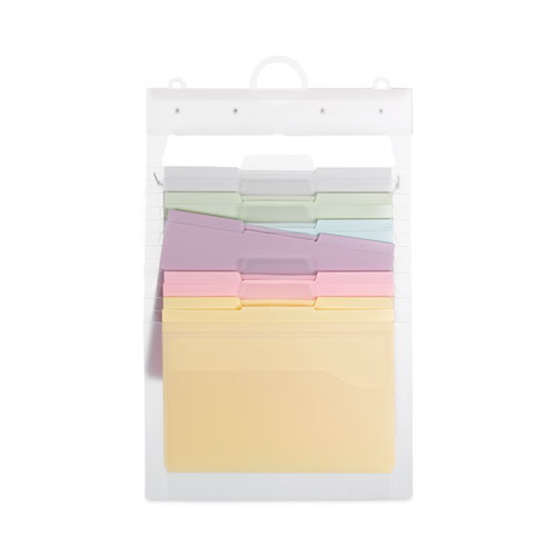 Picture of Cascading Wall Organizer, 6 Sections, Letter Size, 14.25" x 24.25", Blue, Clear, Gray, Green, Orange, Pink, Purple