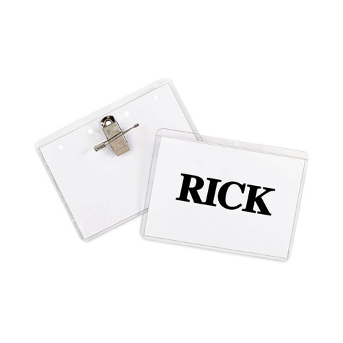 Picture of Name Badge Kits, Top Load, 4 x 3, Clear, Combo Clip/Pin, 50/Box