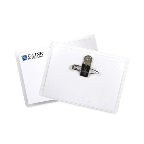 Picture of Name Badge Kits, Top Load, 4 x 3, Clear, Combo Clip/Pin, 50/Box