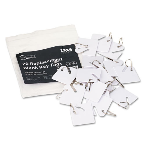 Picture of Replacement Slotted Key Cabinet Tags, 1.63 x 1.5, White, 20/Pack