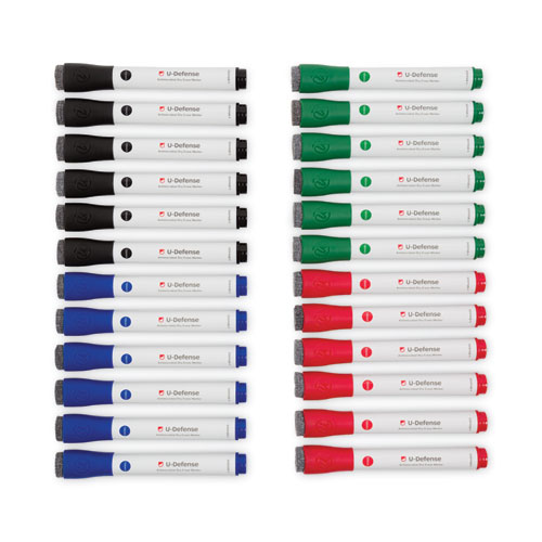 Picture of U-Defense Antimicrobial Dry-Erase Markers, Chisel Tip, Assorted Colors, 24/Pack