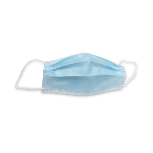 Picture of Three-Ply General Use Face Mask, Blue/White, 2,500/Carton