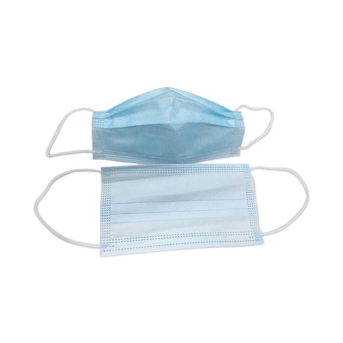 Picture of Three-Ply General Use Face Mask, Blue/White, 2,500/Carton