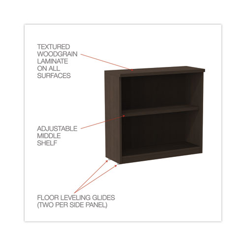 Picture of Alera Valencia Series Bookcase, Two-Shelf, 31.75w x 14d x 29.5h, Espresso