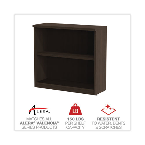 Picture of Alera Valencia Series Bookcase, Two-Shelf, 31.75w x 14d x 29.5h, Espresso