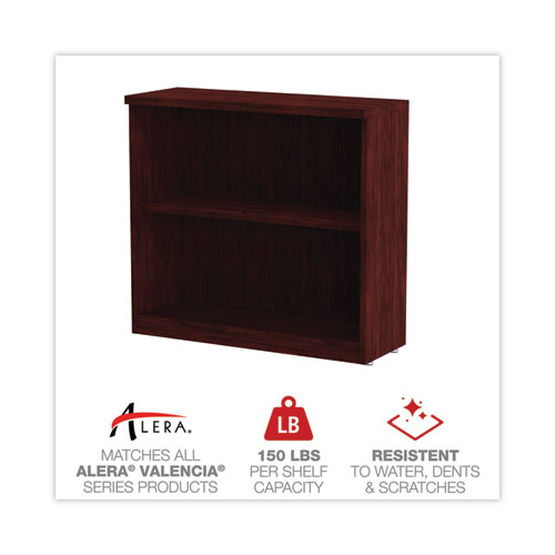 Picture of Alera Valencia Series Bookcase, Two-Shelf, 31.75w x 14d x 29.5h, Mahogany