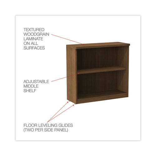 Picture of Alera Valencia Series Bookcase,Two-Shelf, 31.75w x 14d x 29.5h, Modern Walnut