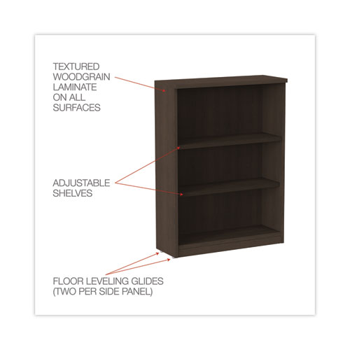 Picture of Alera Valencia Series Bookcase, Three-Shelf, 31.75w x 14d x 39.38h, Espresso