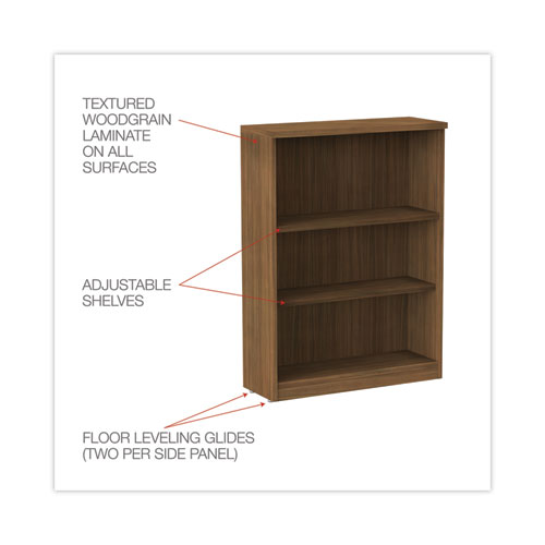 Picture of Alera Valencia Series Bookcase, Three-Shelf, 31.75w x 14d x 39.38h, Modern Walnut