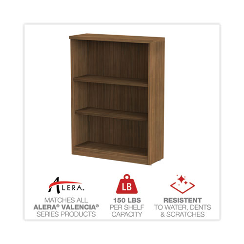 Picture of Alera Valencia Series Bookcase, Three-Shelf, 31.75w x 14d x 39.38h, Modern Walnut