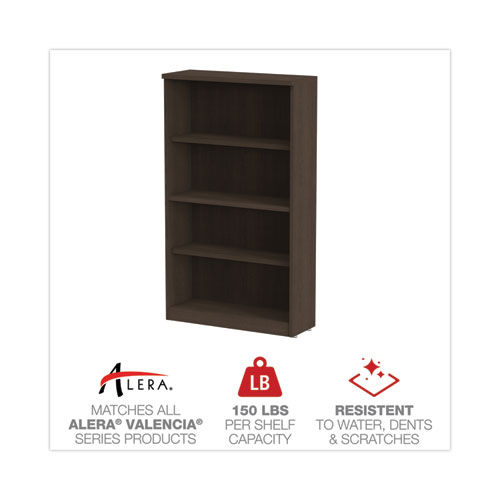 Picture of Alera Valencia Series Bookcase, Four-Shelf, 31.75w x 14d x 54.88h, Espresso