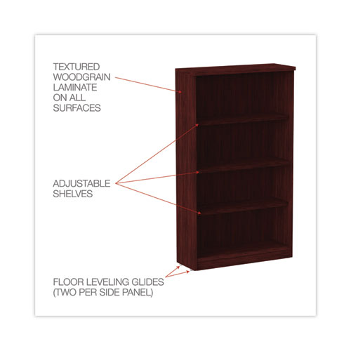 Picture of Alera Valencia Series Bookcase, Four-Shelf, 31.75w x 14d x 54.88h, Mahogany