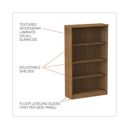 Picture of Alera Valencia Series Bookcase, Four-Shelf, 31.75w x 14d x 54.88h, Modern Walnut