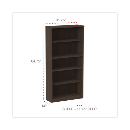 Picture of Alera Valencia Series Bookcase, Five-Shelf, 31.75w x 14d x 64.75h, Espresso