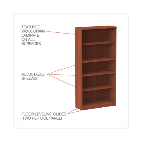 Picture of Alera Valencia Series Bookcase, Five-Shelf, 31.75w x 14d x 64.75h, Medium Cherry