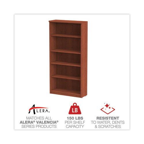 Picture of Alera Valencia Series Bookcase, Five-Shelf, 31.75w x 14d x 64.75h, Medium Cherry