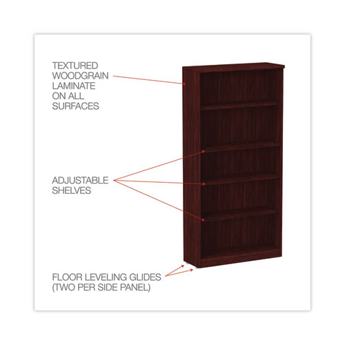 Picture of Alera Valencia Series Bookcase, Five-Shelf, 31.75w x 14d x 64.75h, Mahogany