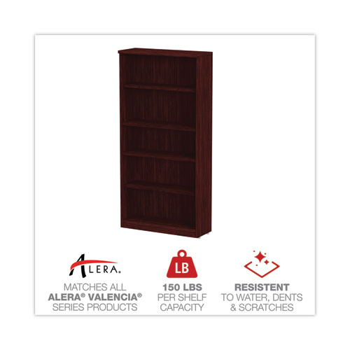 Picture of Alera Valencia Series Bookcase, Five-Shelf, 31.75w x 14d x 64.75h, Mahogany