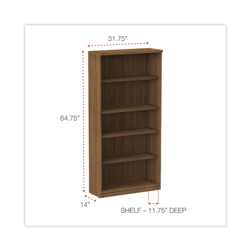 Picture of Alera Valencia Series Bookcase, Five-Shelf, 31.75w x 14d x 64.75h, Modern Walnut