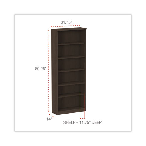 Picture of Alera Valencia Series Bookcase, Six-Shelf, 31.75w x 14d x 80.25h, Espresso