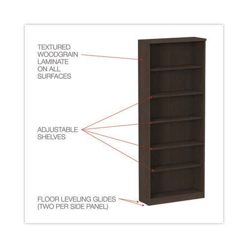 Picture of Alera Valencia Series Bookcase, Six-Shelf, 31.75w x 14d x 80.25h, Espresso