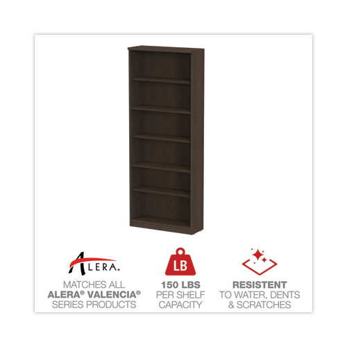 Picture of Alera Valencia Series Bookcase, Six-Shelf, 31.75w x 14d x 80.25h, Espresso